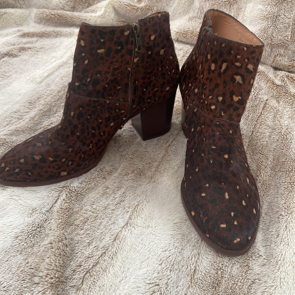 MADEWELL The Rosie Ankle Boot In Rich Brown Multi Calf Hair Animal print…
